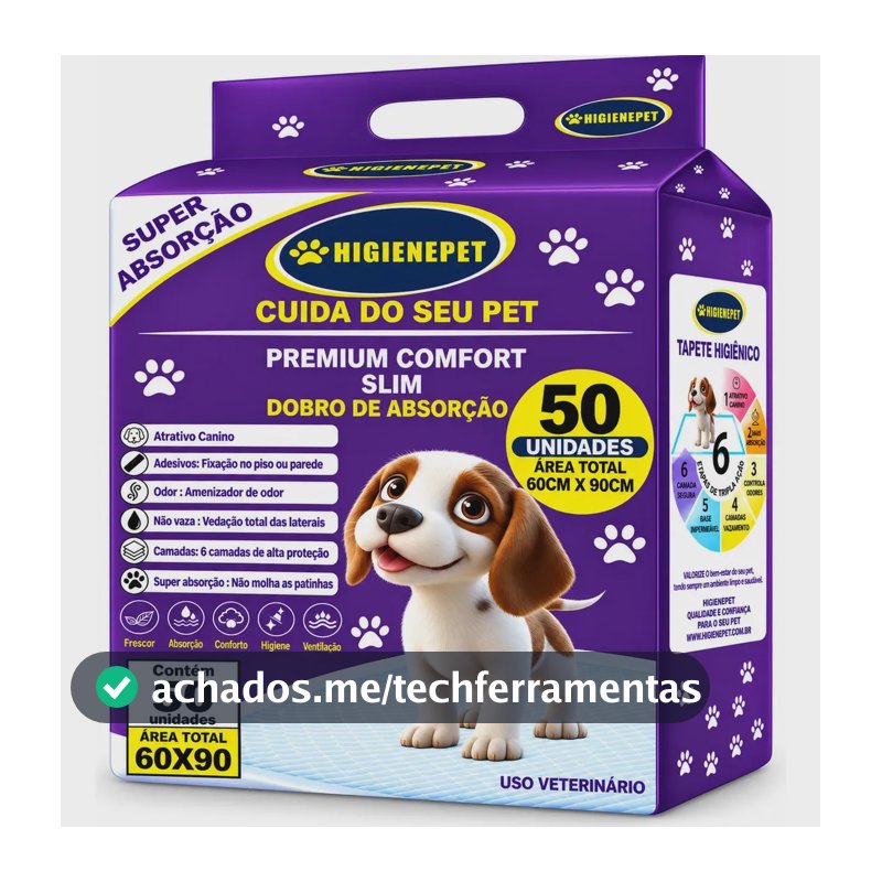 Tapete Higiênico 60x90cm 50 Unidades Premium Comfort Higienepet