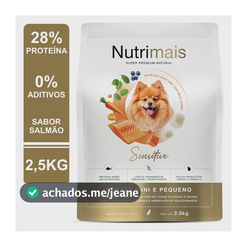 Ração Cães Pele Sensível Salmão Alta Proteína Nutrimais Sensitive 2.5kg