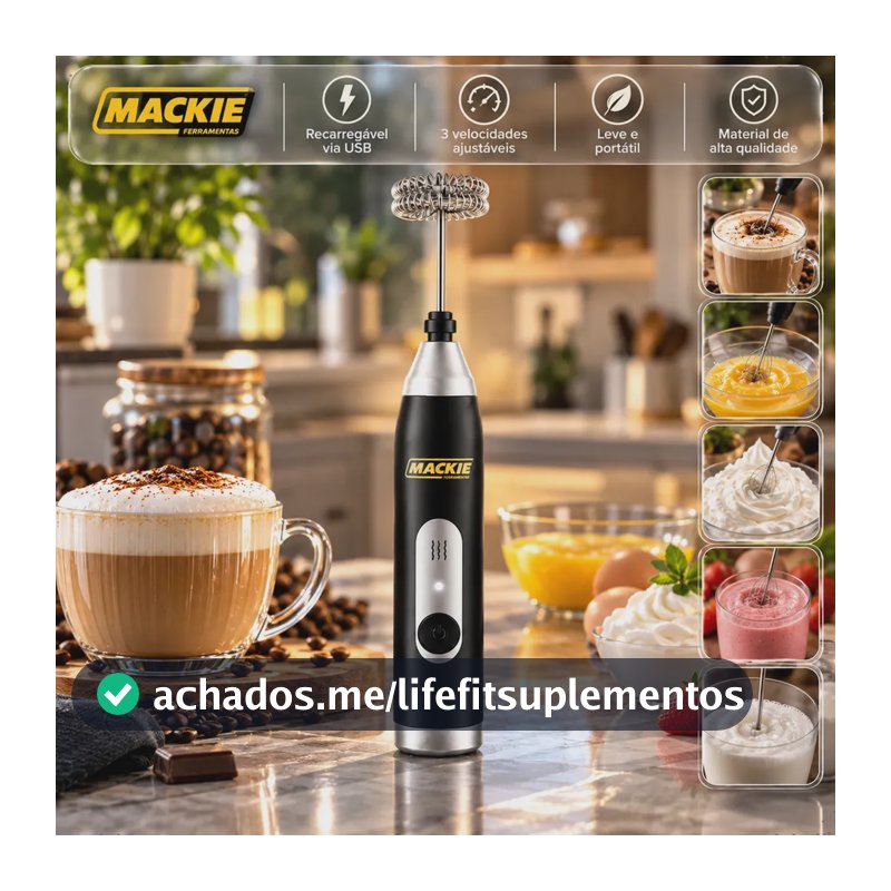 Mini Mixer Elétrico Portátil Misturador De Bebidas Café Leite Cappuccino Whey Protein Shake Ovos Espumador Batedor Fouet Inox Compacto Cozinha Drinks Mackie Ferramentas