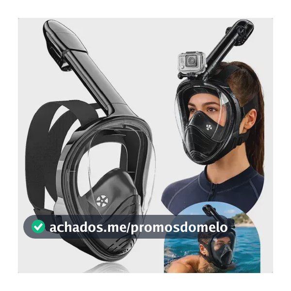 Kit De Mergulho Profissional Máscara E Snorkel Uv Preto Preto