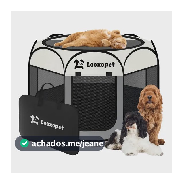 Cercado Cachorro Grande Cercadinho Pet Dobrável Portátil 114×114×58cm C/capa de Viagem