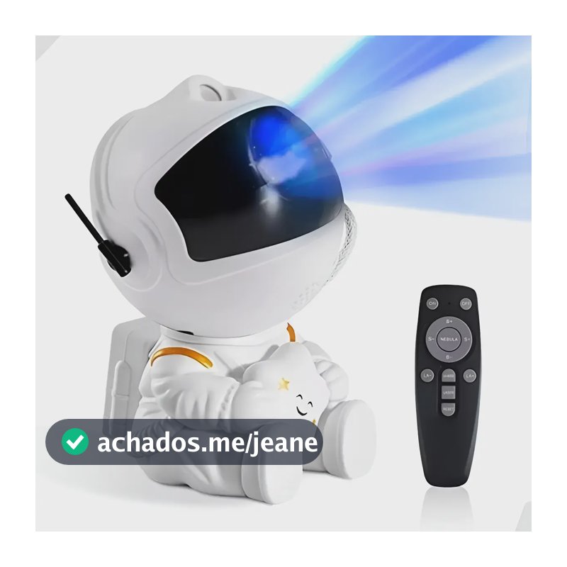 Luminária Projetor Luz Noturna Galáxia Nebulosa Astronauta Branco Astronauta Estrelas Branco 127/220v