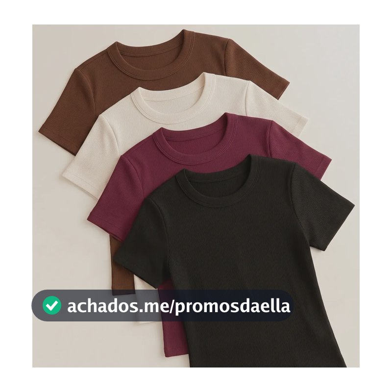 Kit 4 Blusa Feminina Ribana Canelado Estilosa Básica Baby Te Multicolorido Gg