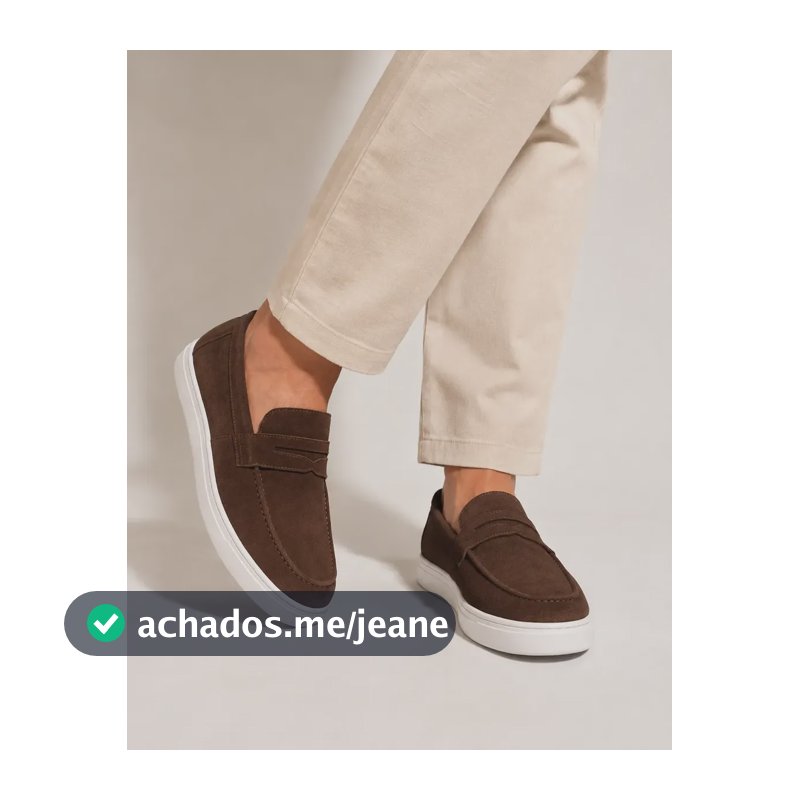 Mocassim Masculino Loafer Sola Alta Social Camurça Premium Marrom Café 42 Br
