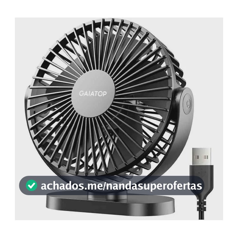 Ventilador Portátil De Mesa 3 Velocidades Ultra Silencioso