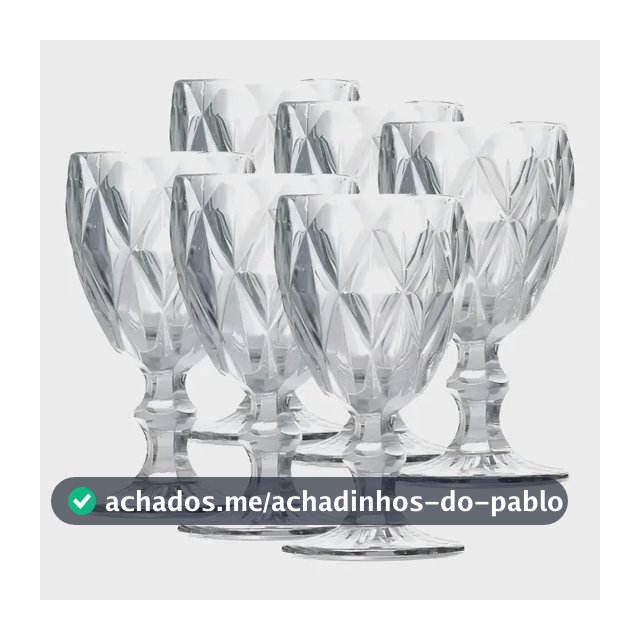 Jogo de 6 Taças de Vidro Diamond Transparente para Drinks de 80ml