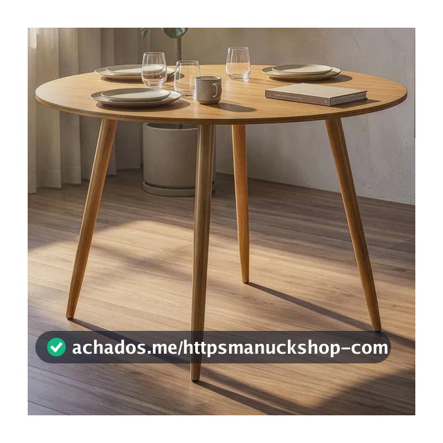 Mesa Redonda 90cm Mdf Sala De Jantar E Cozinha Branco Louro Freijó
