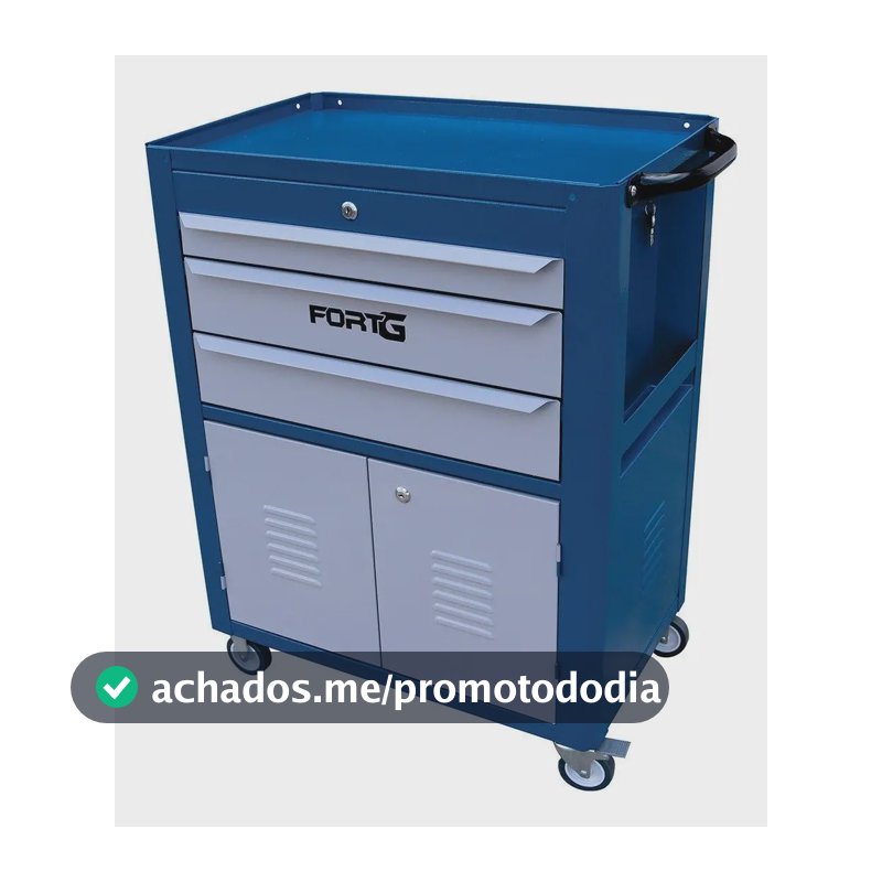 Carrinho Fechado Azul Com 3 Gavetas Fortg