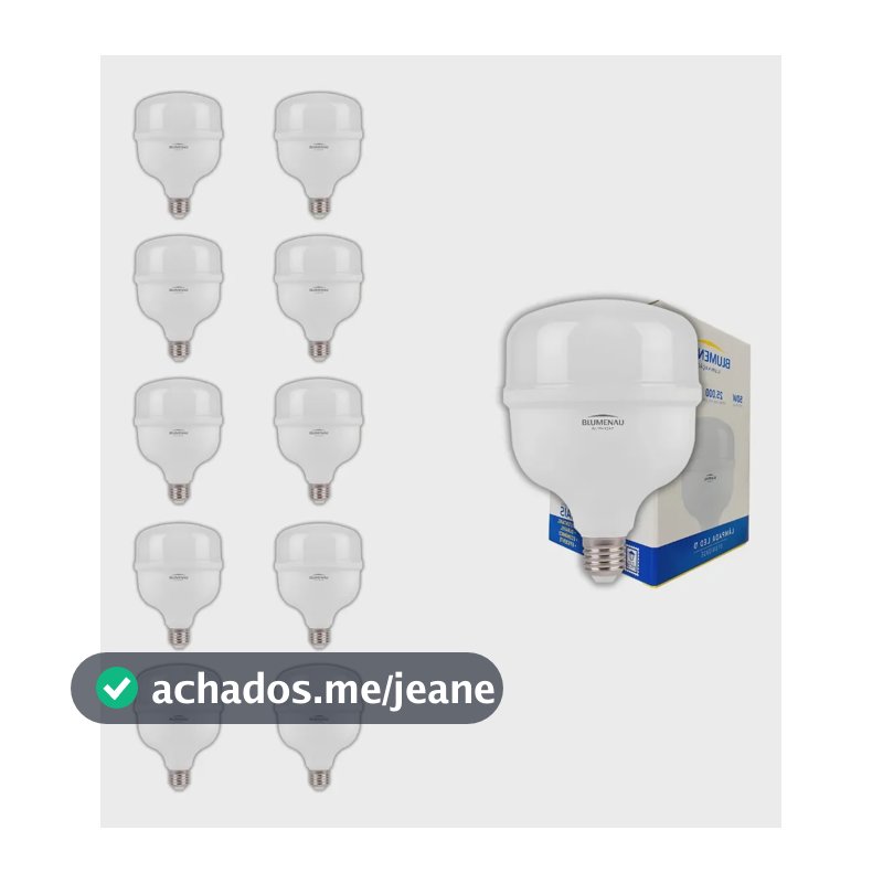 Kit 10 Lampada Led 50w Alta Potencia Bivolt 6500k Blumenau 127/220v Bivolt Branco Frio - 6500k