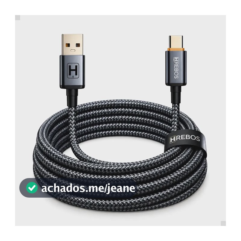 Cabo Usb Tipo C 3 Metros 60w Carregador Celular Reforçado Prateado