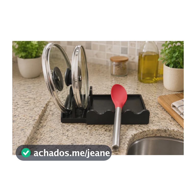 Descanso Para Utensílios E Tampa Organizador De Cozinha Preto