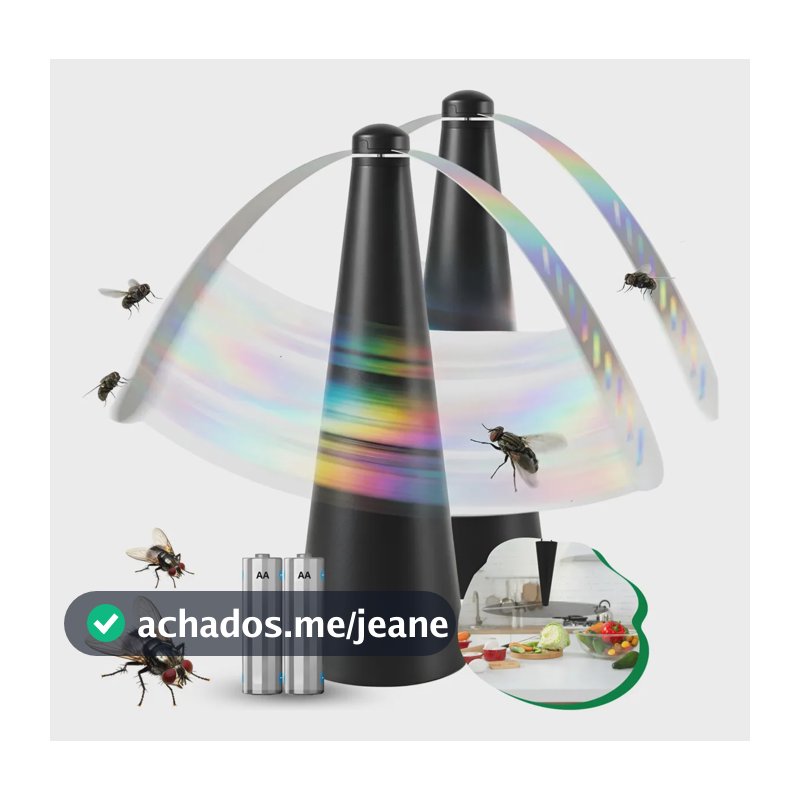 Ventilador Repelente De Mesa Afasta Moscas Insetos Kit Com 2 Preto