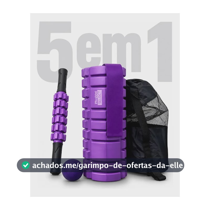 Kit Liberação Miofascial Pluggei Select para Massagem e Fisioterapia com Rolo, Bastão, Bola Lacrosse e Band Roxo