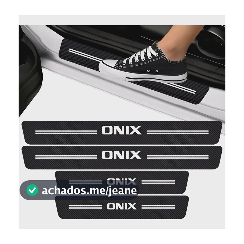 Soleira De Porta Fibra De Carbono Protetora Preto Premium Onix