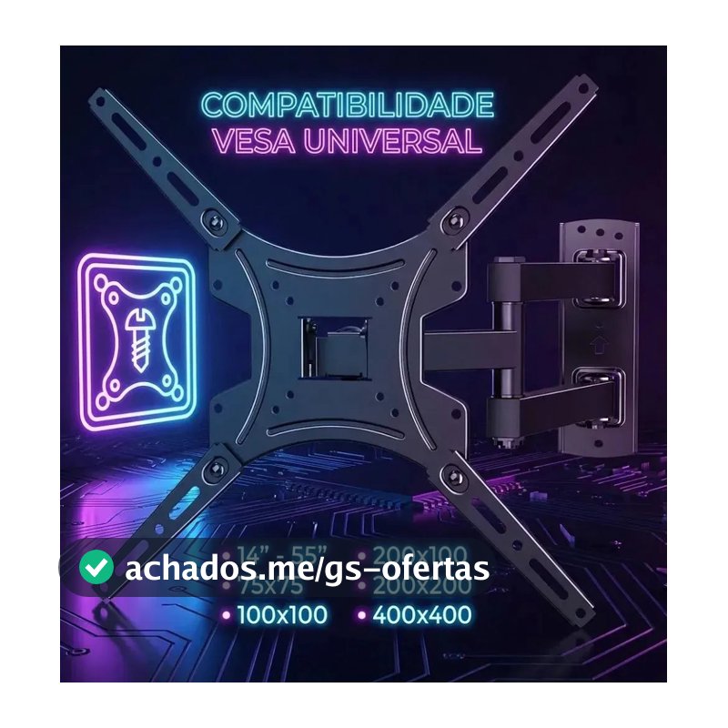 Suporte Tv Articulado Artflex Móvel Universal 32 Á 55 Polegadas Até 50kg Tv/lcd/ Led Painel E Parede