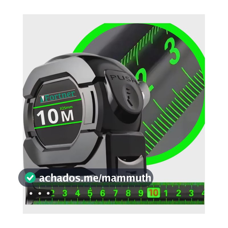 Trena 10 Metros Fita Métrica Profissional Fluorescente Aço Com Trava Retrátil Automática Autotrava 25mm Marca Fortner