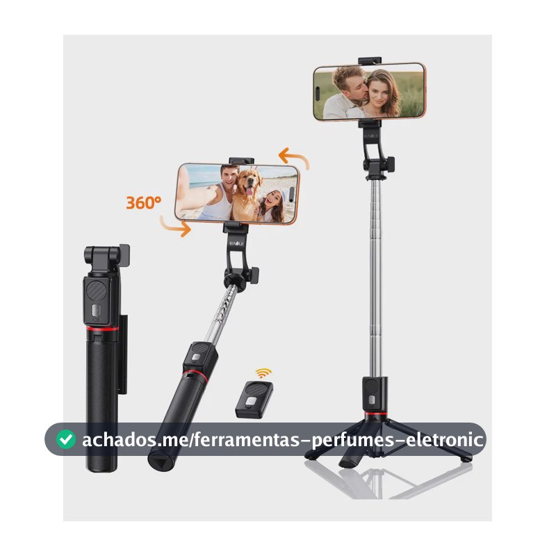 Tripe De Celular E Bastão De Selfie Extensível E Portátil 1.3m 360 ° Rotação Com Controle Remoto Destacável E Suporte Para Celular, Extensível Tripé Selfie Stick, Universal Tripé De Celular Cor Preto