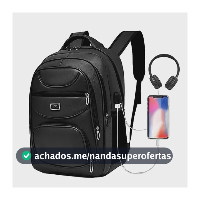 Mochila Couro Masculina Impermeável Reforçada Notebook Usb