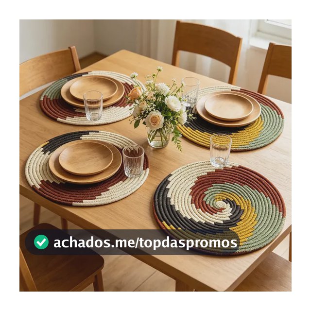 Kit 4 Jogos Americanos Redondos Macramê Boho Decoração Mesa