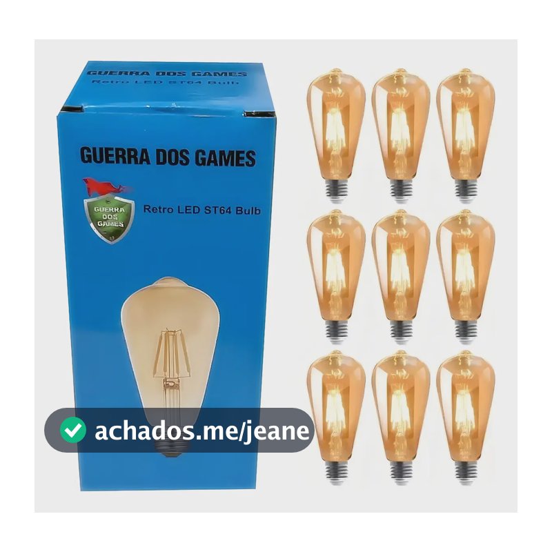 Kit 10 Lâmpadas LED Âmbar Guerra Dos Games ST64 Soquete E27 40W 2200K