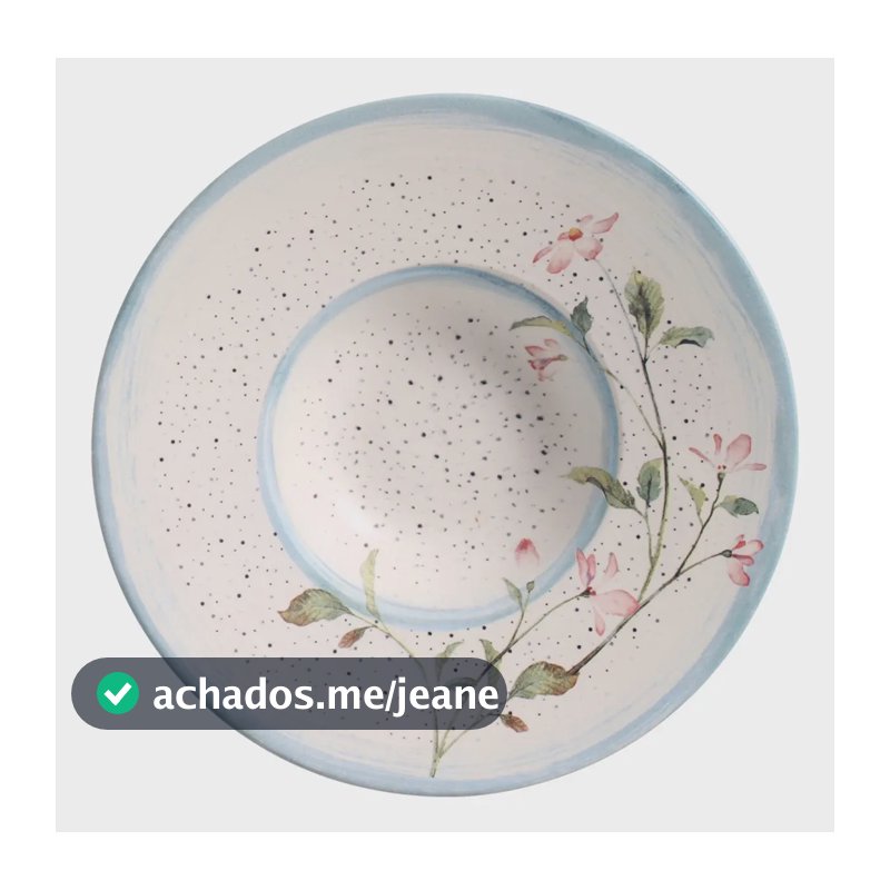 Prato para Risoto Botânica 27 cm em Cerâmica Azul Scalla