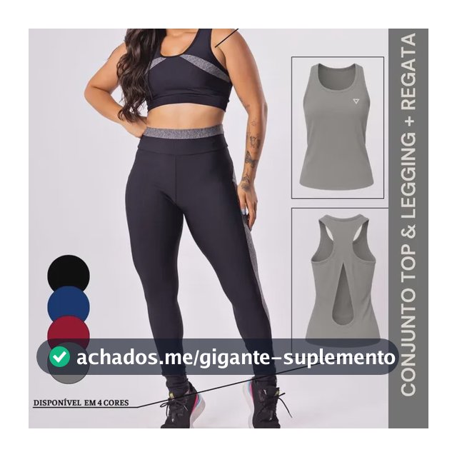 Kit Conjunto Fitness Feminino Roupa Academia Legging Regata