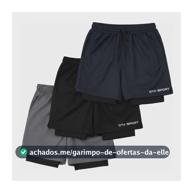 Kit 3 Shorts Masculino 2 Em 1 Duplo Corrida Academia Treino