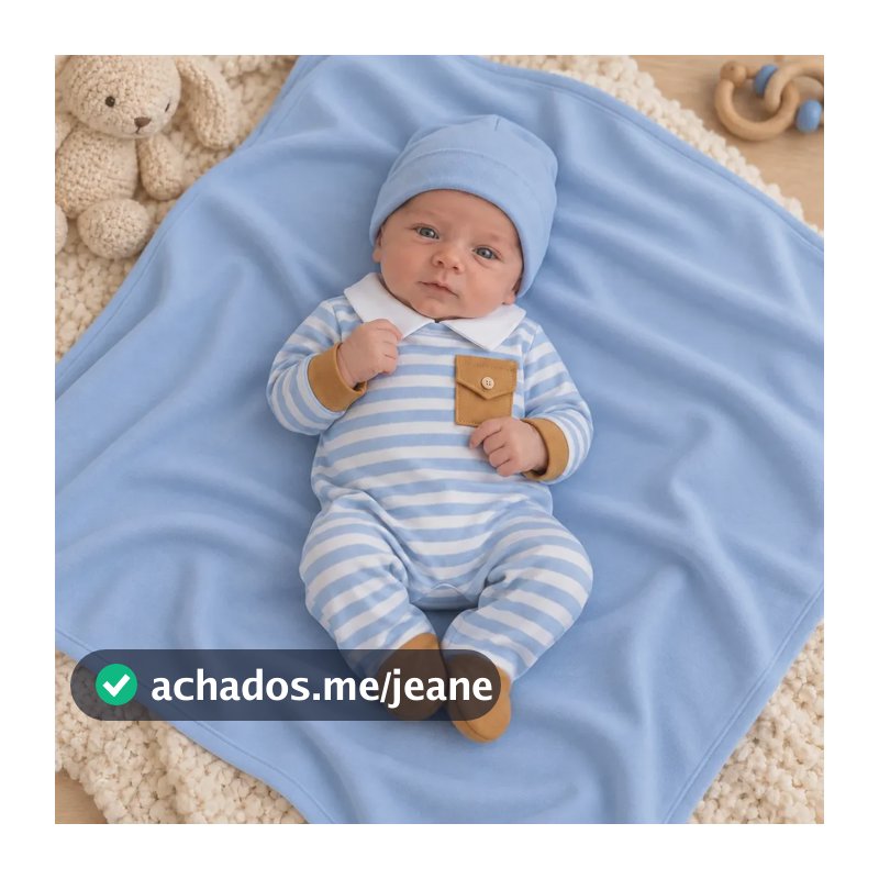 Saída De Maternidade Menino Em Algodão Azul-celeste 0-3 Meses