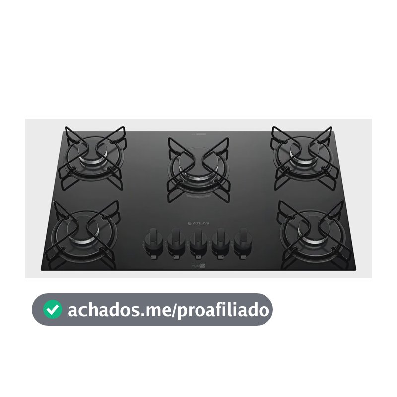 Cooktop 5 Bocas A Gás Atlas Agile Up Mega Chama Preto