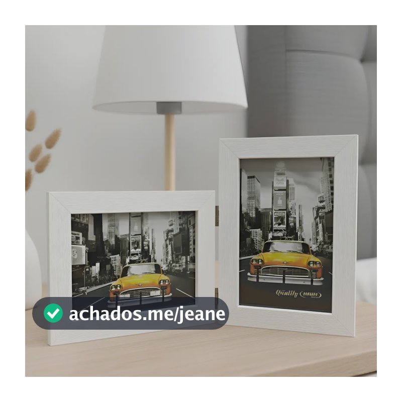 Porta Retrato Duplo 10x15 Moldura Branco Com Vidro Decoração