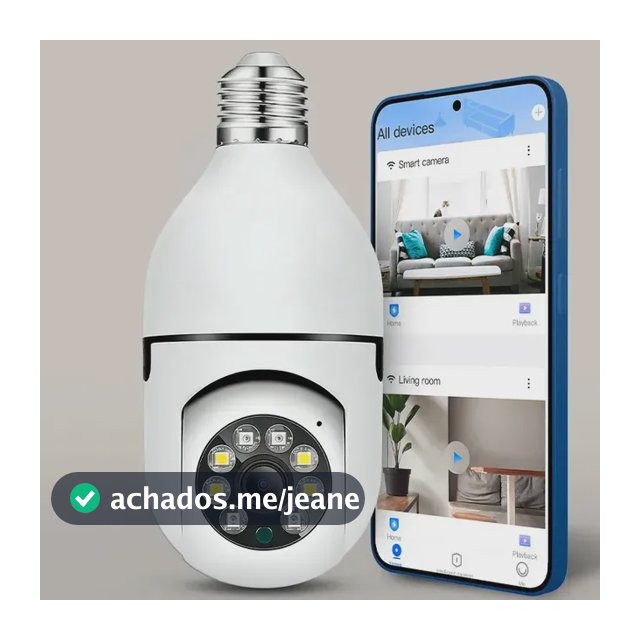 Câmera Lâmpada IP Wi-Fi Raytechno Full HD 1080p com Visão Noturna e Sensor de Movimento