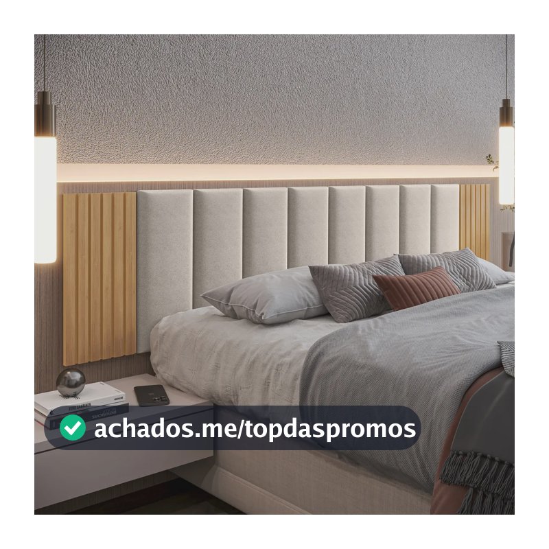 Cabeceira Cama Box Casal Estofada Com Ripado Mdf Freijó Bege/freijo