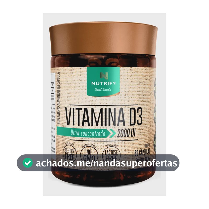 Nutrify - Vitamina D3 2.000 UI - Para Ossos, Músculos e Imunidade - 60 Cápsulas - Sabor Neutro
