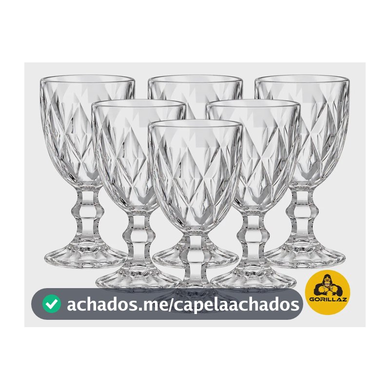 Jogo 6 Taças De Vidro 310ml Diamond Transparente P/ Suco Transparente