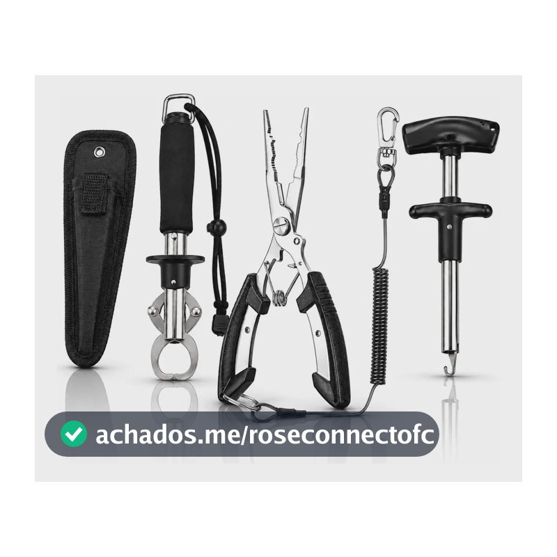Kit Alicate Contenção Caça E Pesca E Alicate Bico Saca Anzol Preto