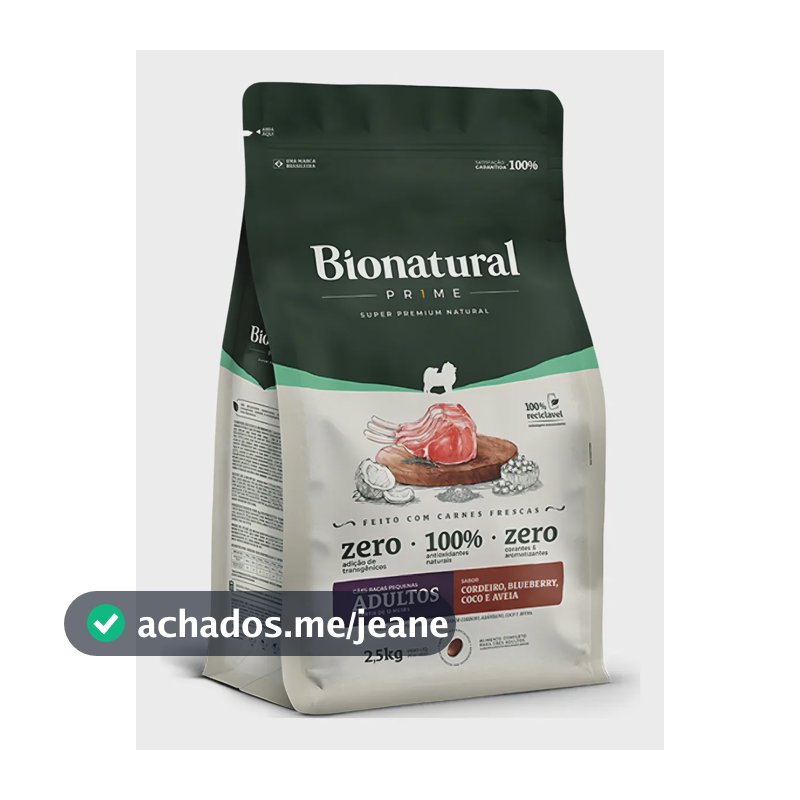 Ração Seca Bionatural Cães Adultos Pequenos Cordeiro 2,5kg