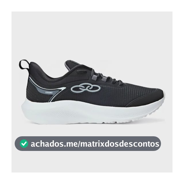 Tênis Esportivo Masculino Cosmo Olympikus oferta Preto Liso 41 Br