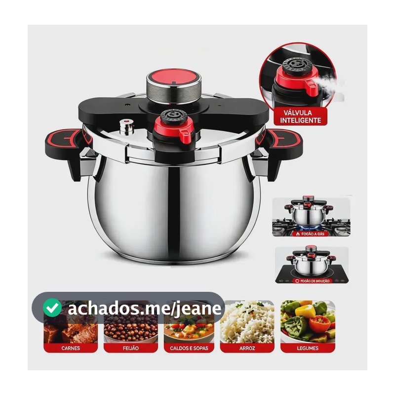 Panela De Pressão Com Dispositivo De Travamento Externo, 7l Prateado
