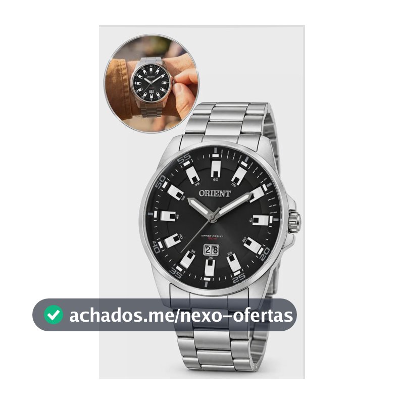 Relógio Masculino Orient Prateado Quartzo Analógico Fundo Preto Prova D'água 100M