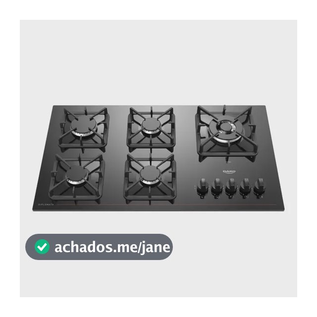 Cooktop 5 Bocas Dako Diplomata com Mesa De Vidro e Tripla Chama e Acendimento Automático A Gás Preto Bivolt