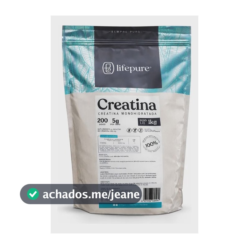 Creatina Monohidratada Em Pó Lifepure 1kg Sem Sabor Sem Sabor