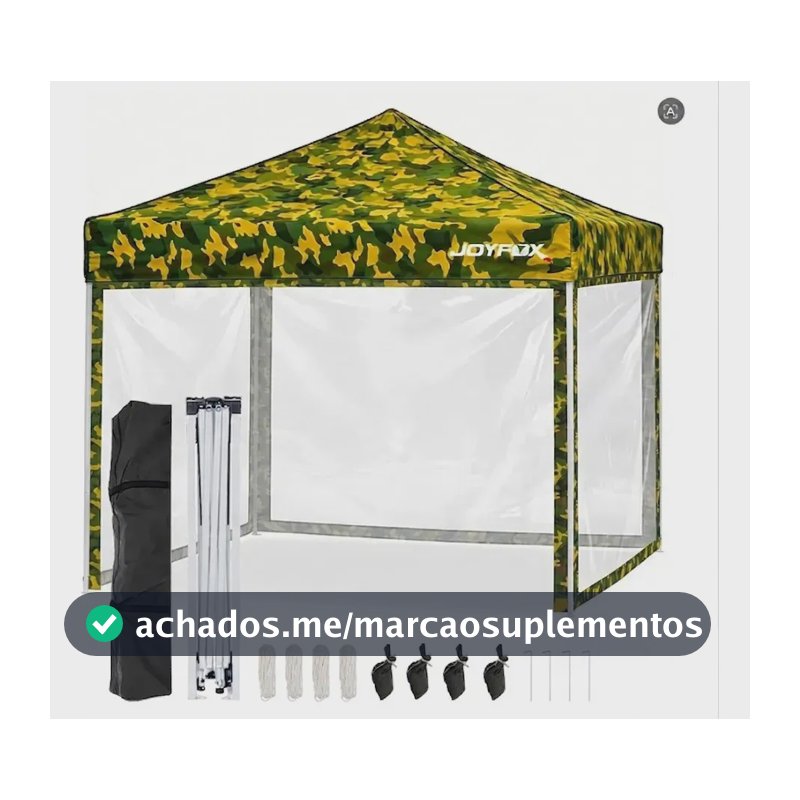 Barraca Articulada Joyfox 3x3m Camuflada Com Paredes Laterais para Camping e Eventos