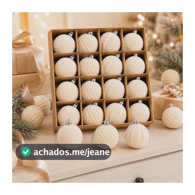 Kit 16 Bolas De Natal Veludo 6 Cm Para Árvore Bege Christmas Ornaments