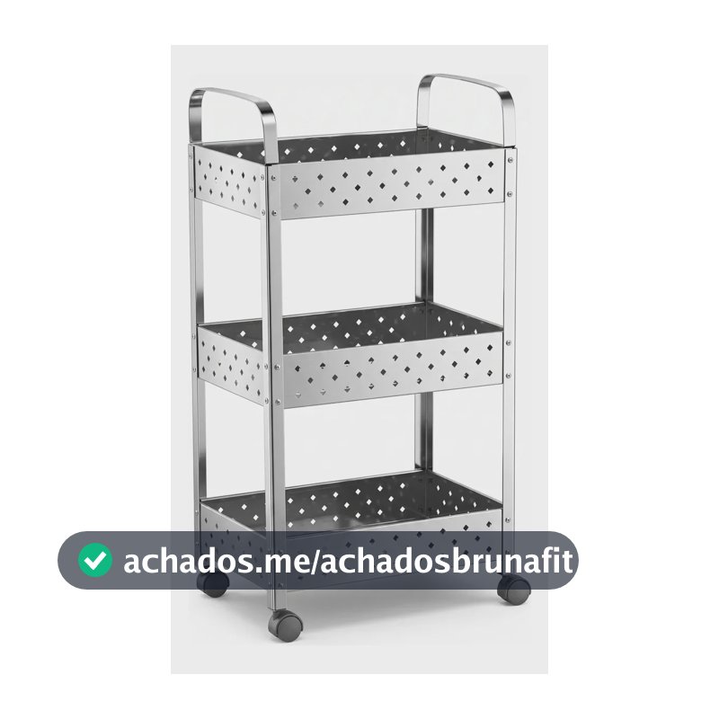 Carrinho Multiuso Inox Organizador Fruteira Bar Cozinha Lavanderia Oficina 3 Andares Mak Inox