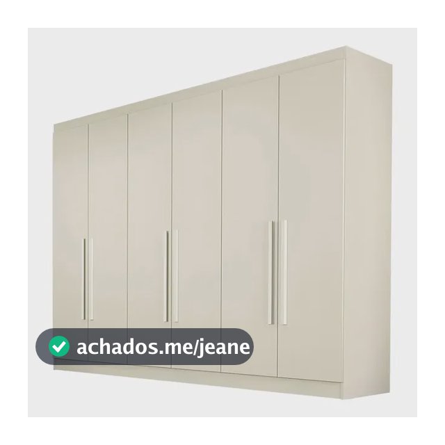 Guarda-roupa Casal MDF 6 Portas 4 Gavetas Moderno Off White Madem Oslo