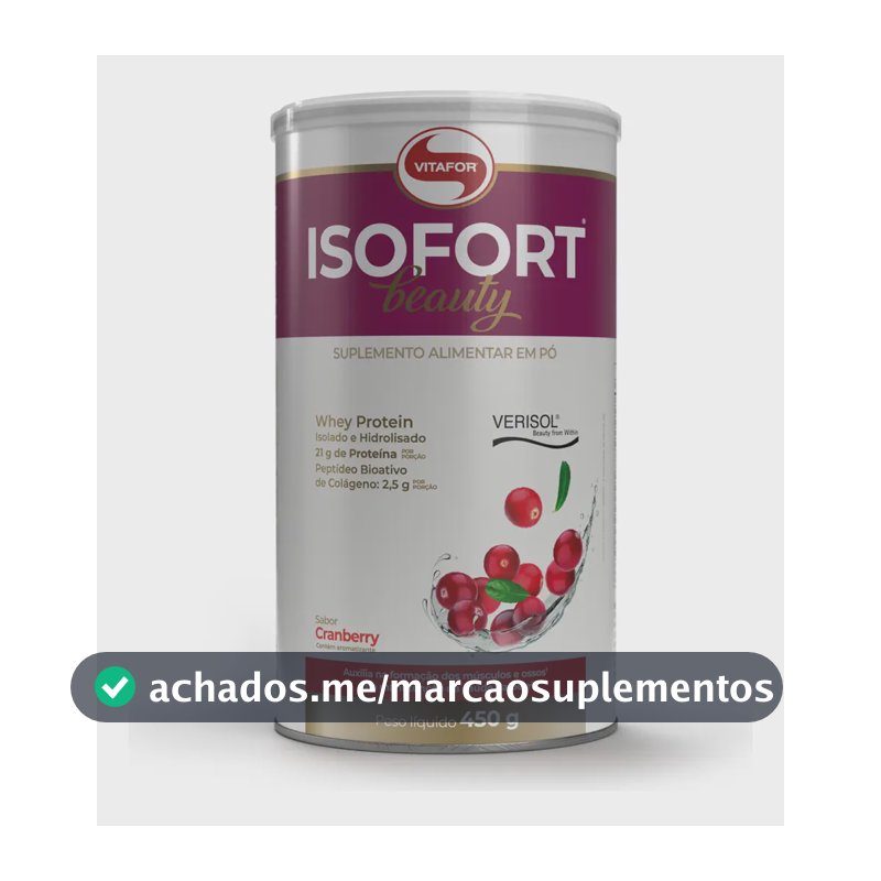 Whey Protein Vitafor Isofort Beauty Isolado e Hidrolisado Cranberry 450 g
