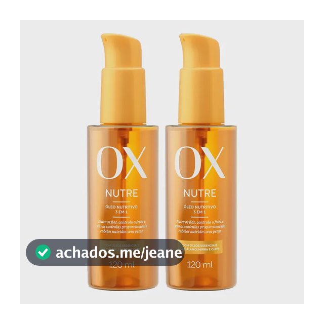 Kit C/2 Óleo Nutritivo 3 Em 1 Ox Nutre 120ml