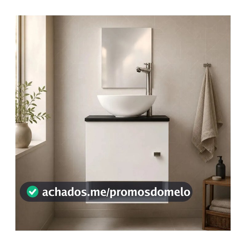 Gabinete Armário Para Banheiro Com Cuba E Espelho 40cm Pia Branco Móvel Preto Quantidade De Furos Para Torneira Um Furo