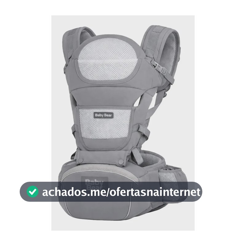 Bolsa Canguru Ergonômico Bebê Mãe Premium 12 Posições 4 Em 1 Baby Bear Cor Cinza