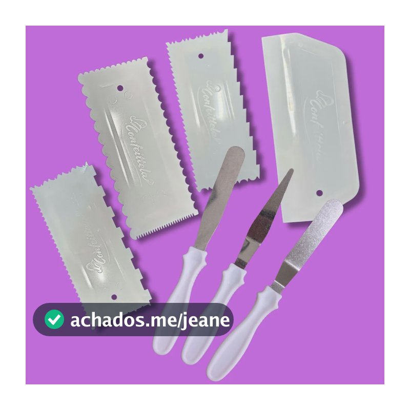 Kit 7 Espátulas Decorativas Profissional Para Bolo Cobertura